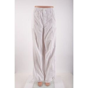 Zara Women White High Rise Cotton Pants Wide Leg L Large Drawstring 5520/207 NWT